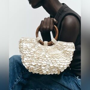 Zara Faux Mother of Pearl Appliqué Bag